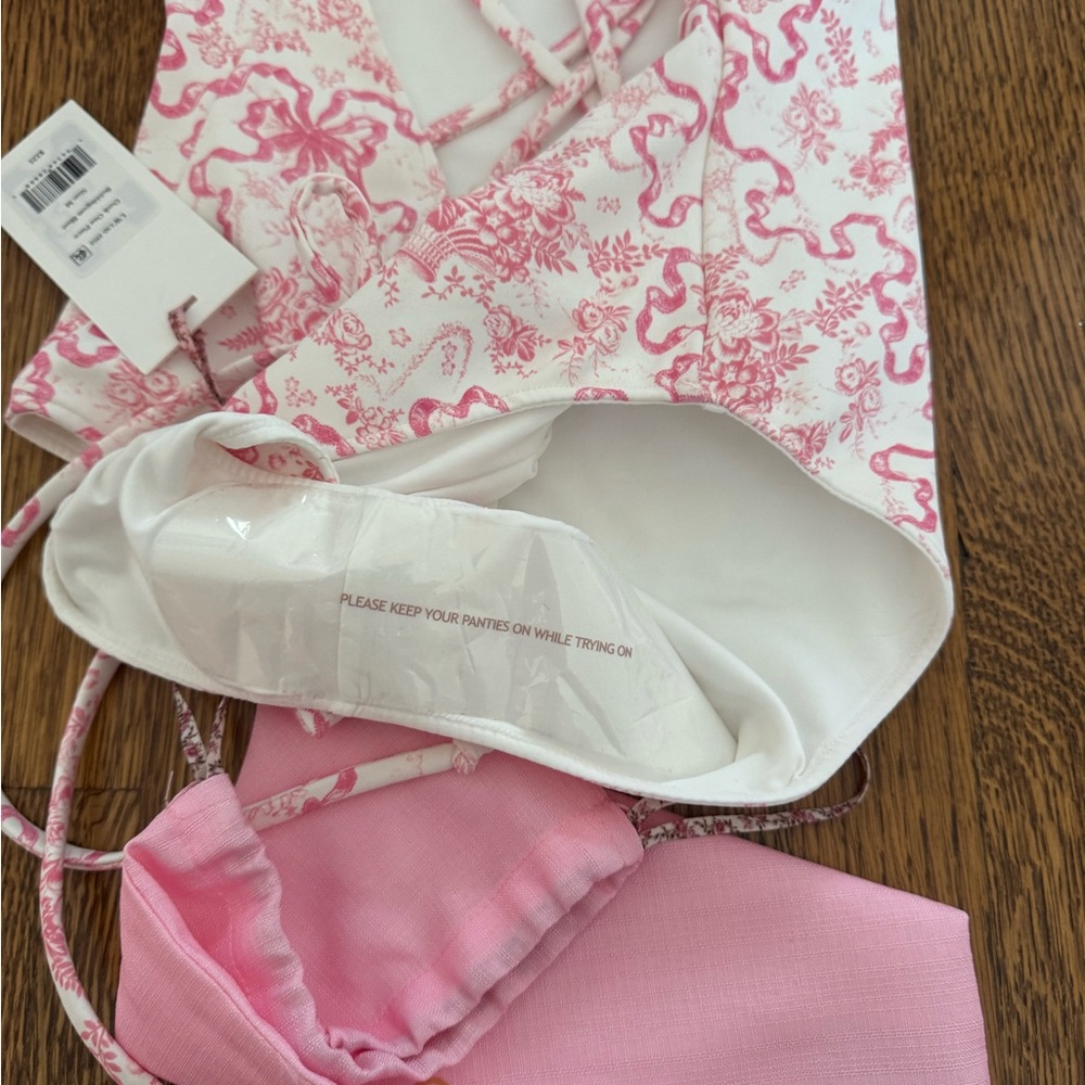 LoveShackFancy Pink and White Floral One-Piece Swimsuit - Picture 7 of 9